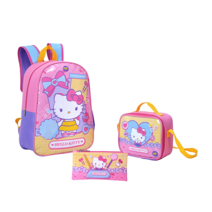COMBO MORAL+LONCHERA+ESTUCHE HELLO KITTY ICONIC