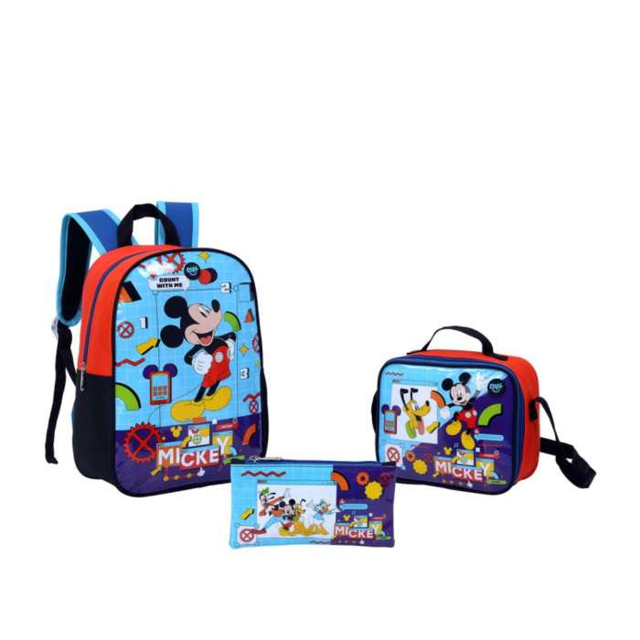 COMBO MOCHILA+MORRAL+LONCHERA+ESTUCHE MICKEY M